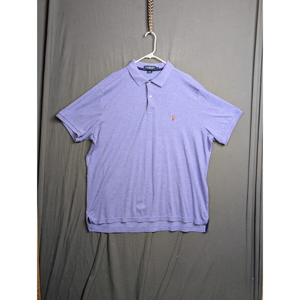 US Polo Assn Luxury‎ Feel Mens 3XL Purple Heather Short Sleeve Polo Shirt Logo